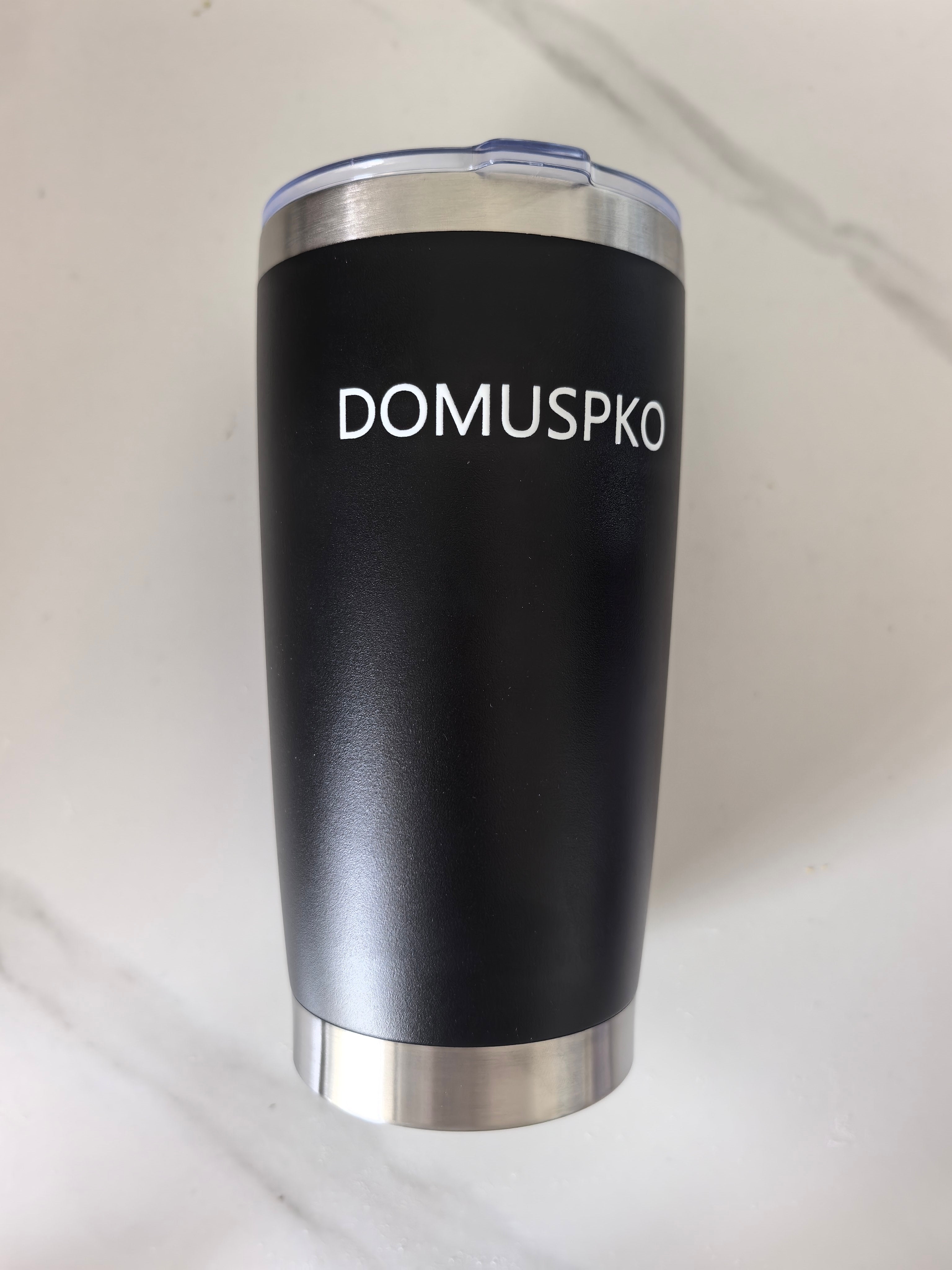 DOMUSPKO Drinking glasses, namely,tumblers，Tumbler with Lid Stainless Steel Double Wall Vacuum Insulated Tumblers Powder Coated Cups Travel Mug Keep Drinks Cold and Hot, Black