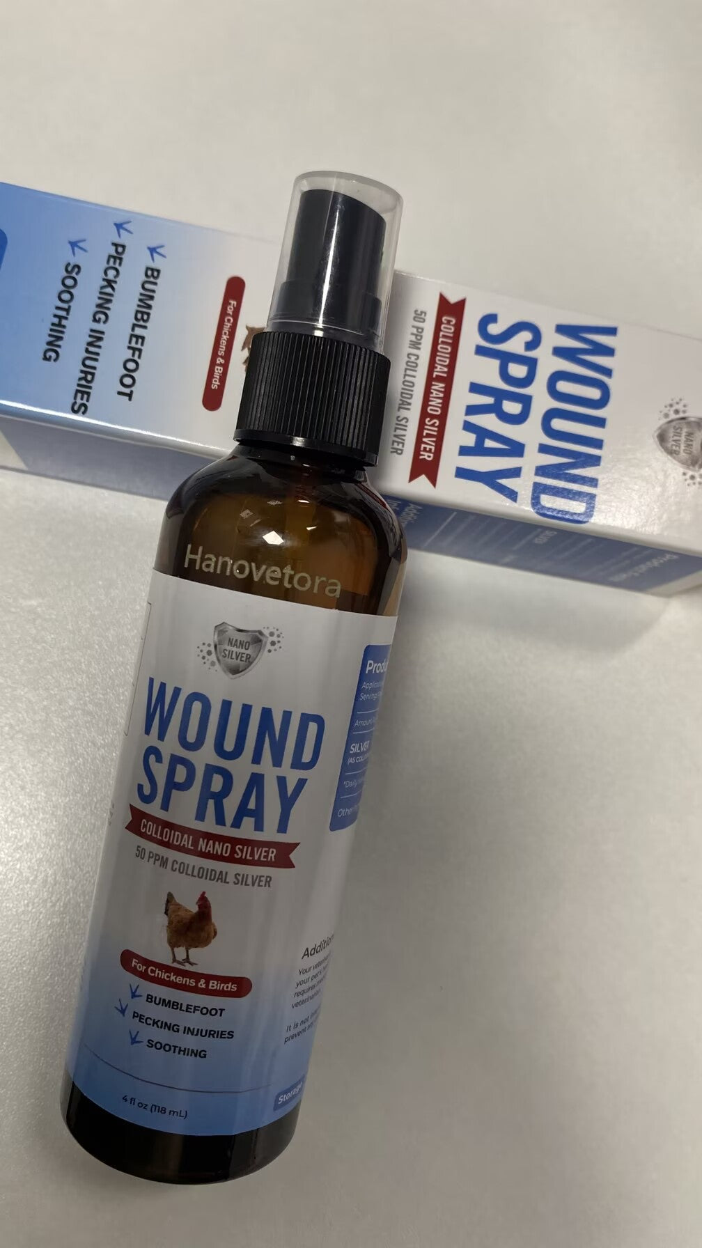 Hanovetora Anti-inflammatory salves，Wound Spray for Chicken from Birds & Chicken Antibiotics Alternative to Help with Pecking Sores, Bumblefoot, Cuts – Poultry Spray with Silver – GMOs Free