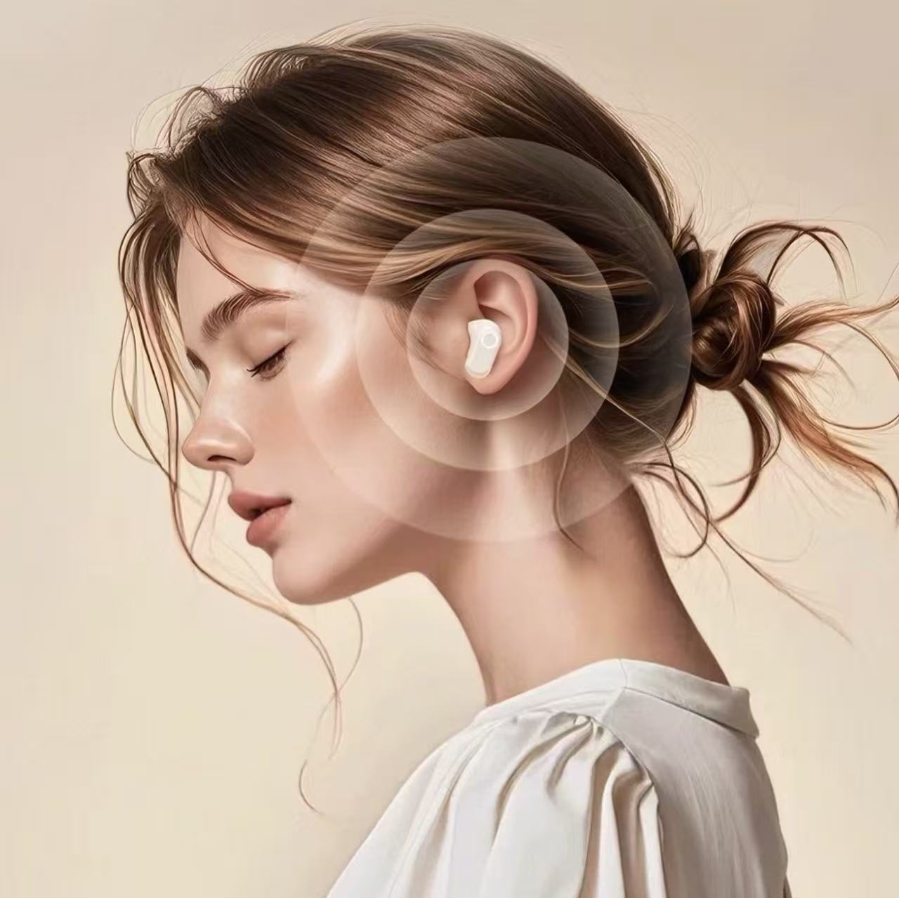 Geshuora Wireless headphones  Beige 5.4 chip  Dolby surround  ENC call noise reduction  &  Long-lasting battery life