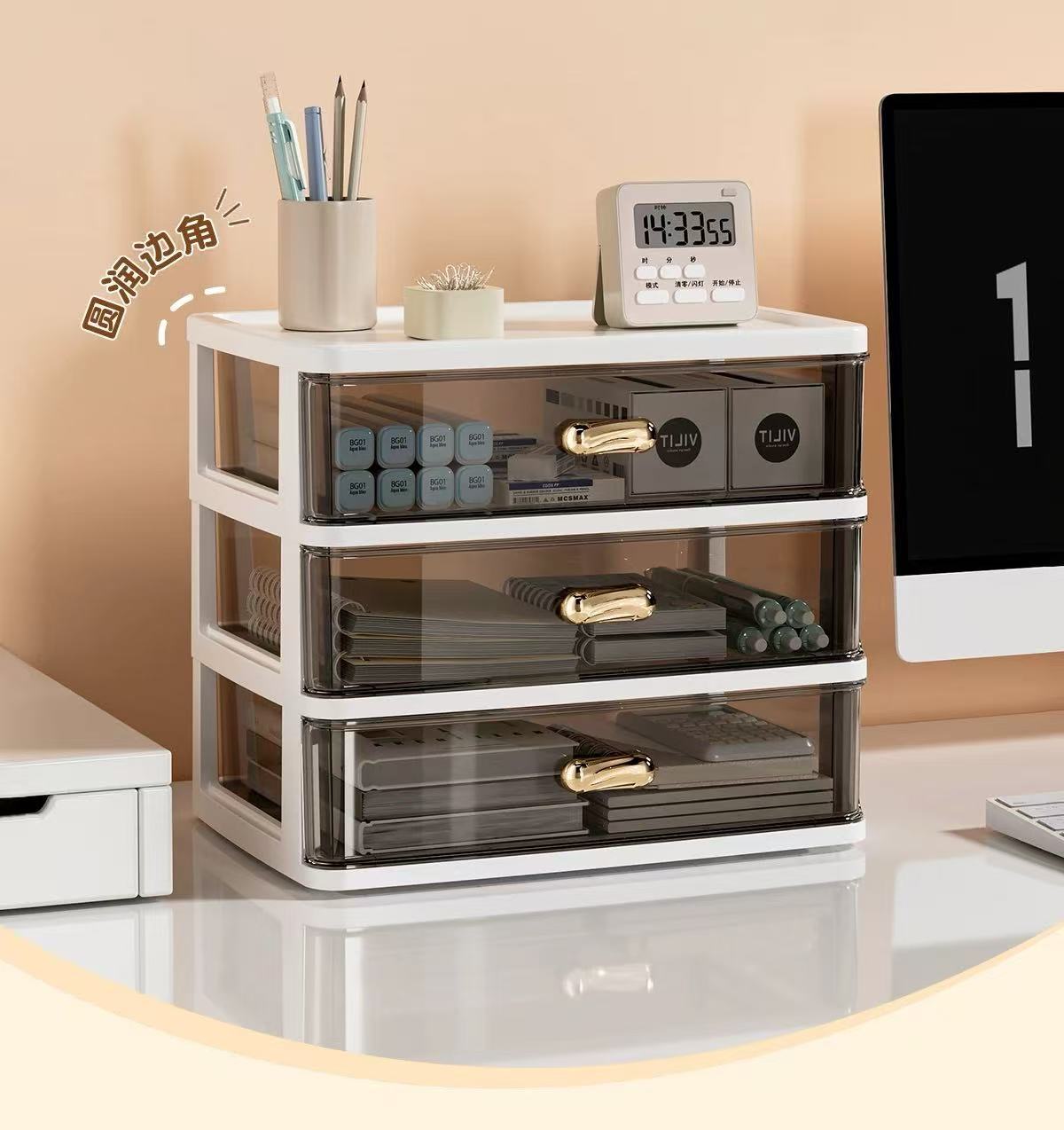 Yoencyme  Desk organizers for stationery use  Drawer style desktop storage Office learning artifact Stationery storage rack  Multi layer storage box