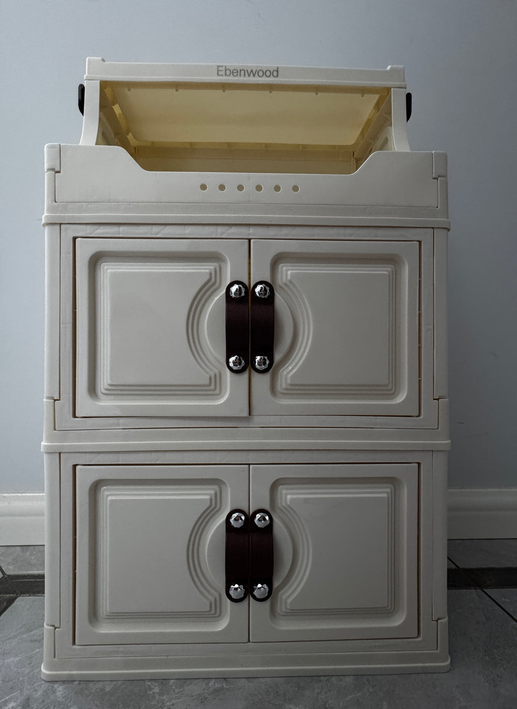 Ebenwood cabinet 40cm wide&ivory white  Four layer storage cabinet Foldable storage cabinet