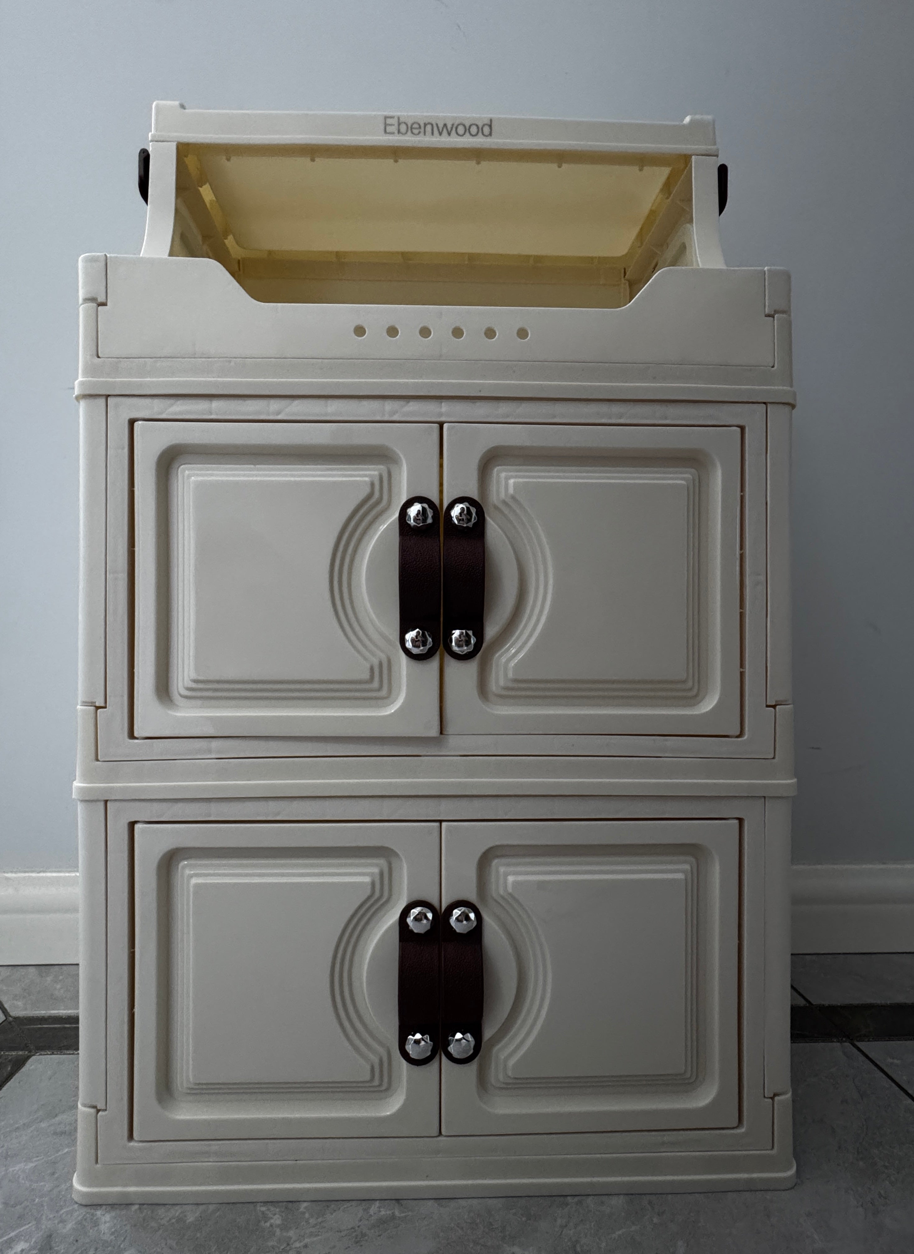 Ebenwood cabinet 40cm wide&ivory white  Four layer storage cabinet Foldable storage cabinet