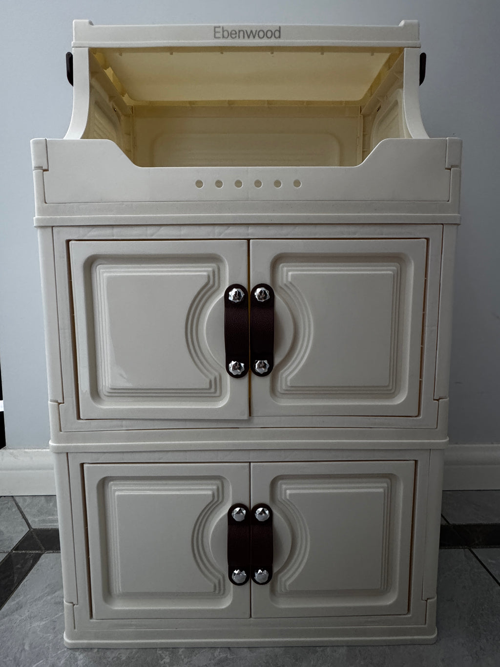 Ebenwood cabinet 40cm wide&ivory white  Four layer storage cabinet Foldable storage cabinet