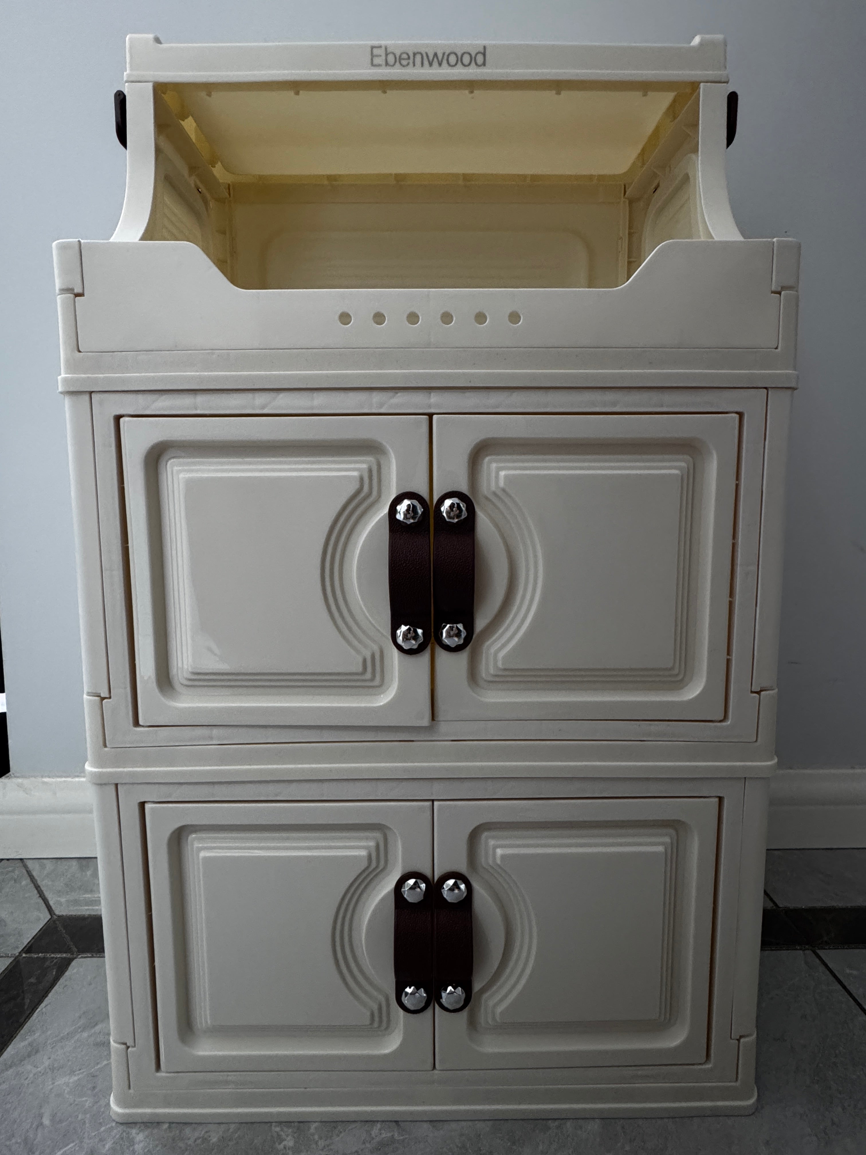 Ebenwood cabinet 40cm wide&ivory white  Four layer storage cabinet Foldable storage cabinet