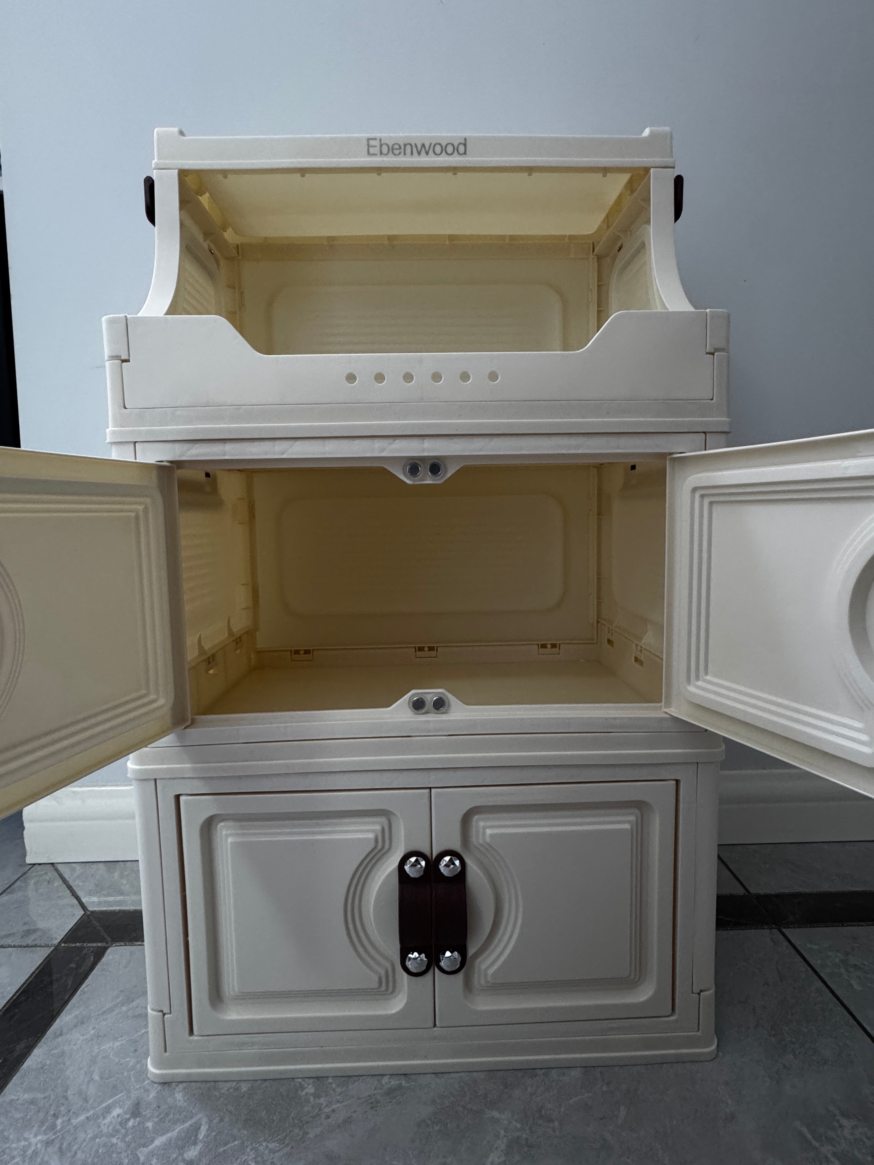 Ebenwood cabinet 40cm wide&ivory white  Four layer storage cabinet Foldable storage cabinet