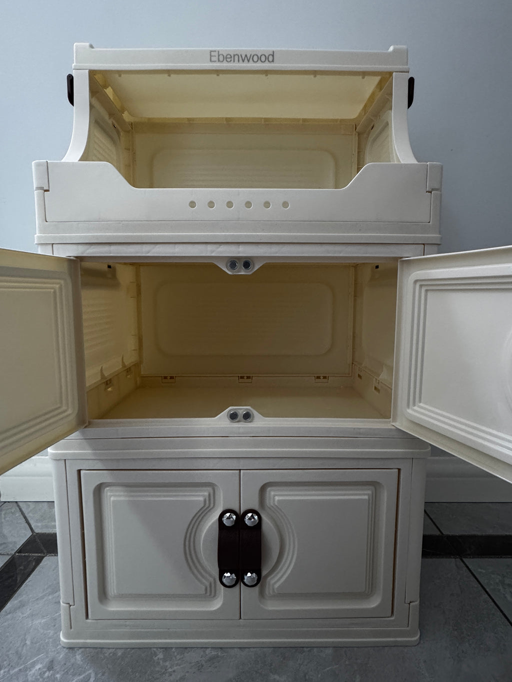 Ebenwood cabinet 40cm wide&ivory white  Four layer storage cabinet Foldable storage cabinet