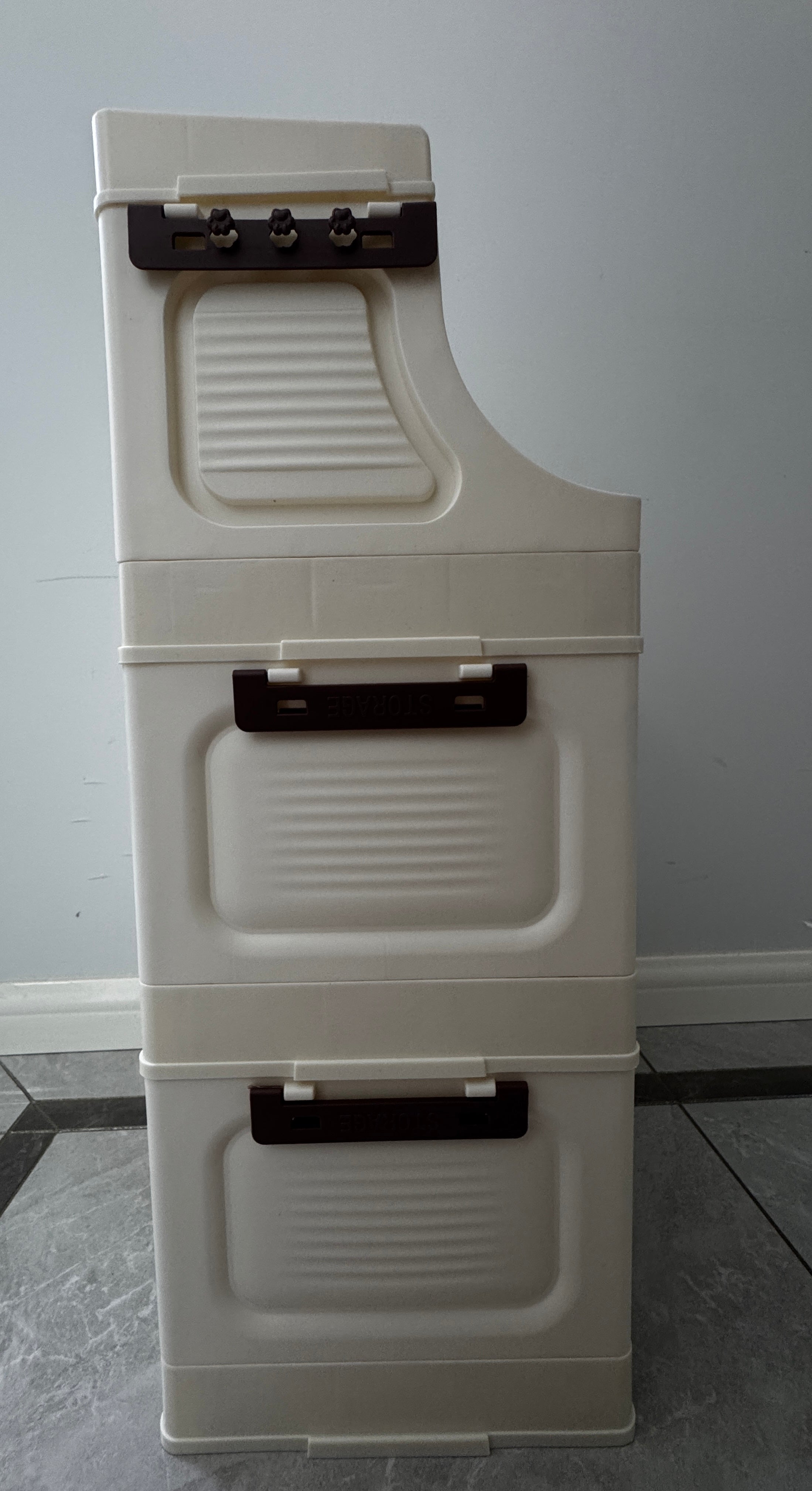 Ebenwood cabinet 40cm wide&ivory white  Four layer storage cabinet Foldable storage cabinet
