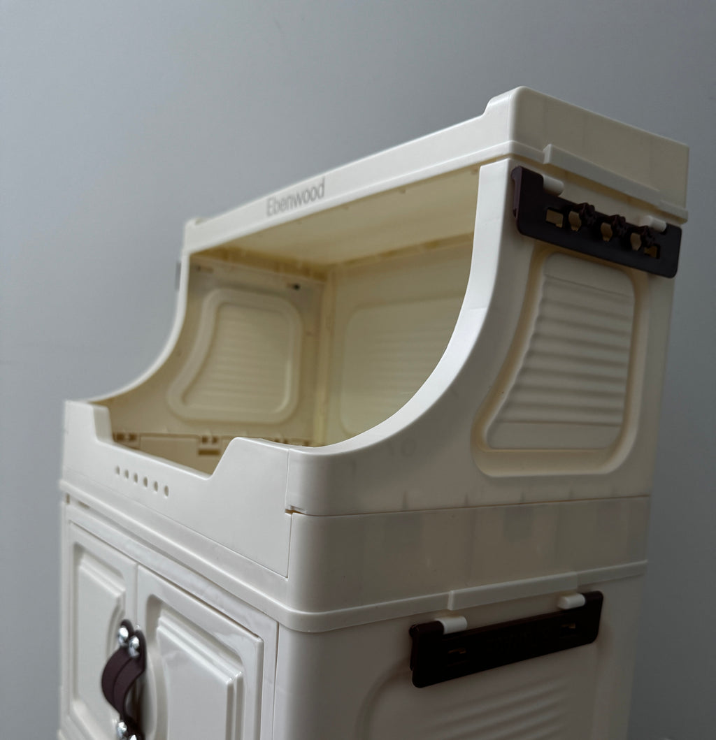 Ebenwood cabinet 40cm wide&ivory white  Four layer storage cabinet Foldable storage cabinet
