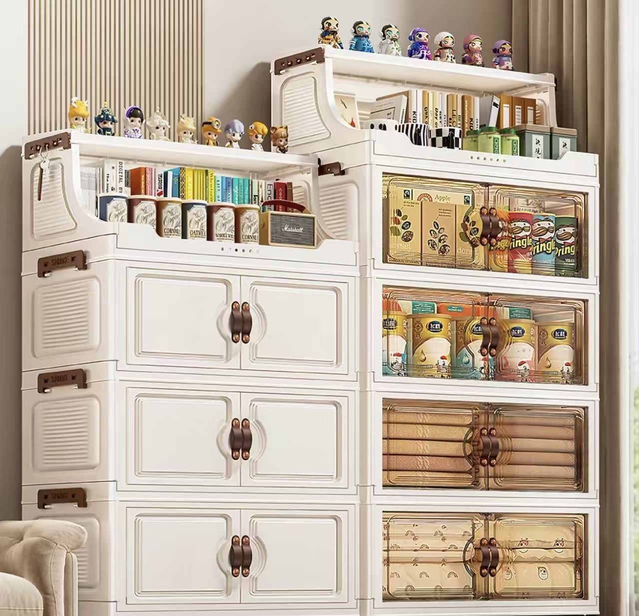 Ebenwood cabinet 40cm wide&ivory white  Four layer storage cabinet Foldable storage cabinet