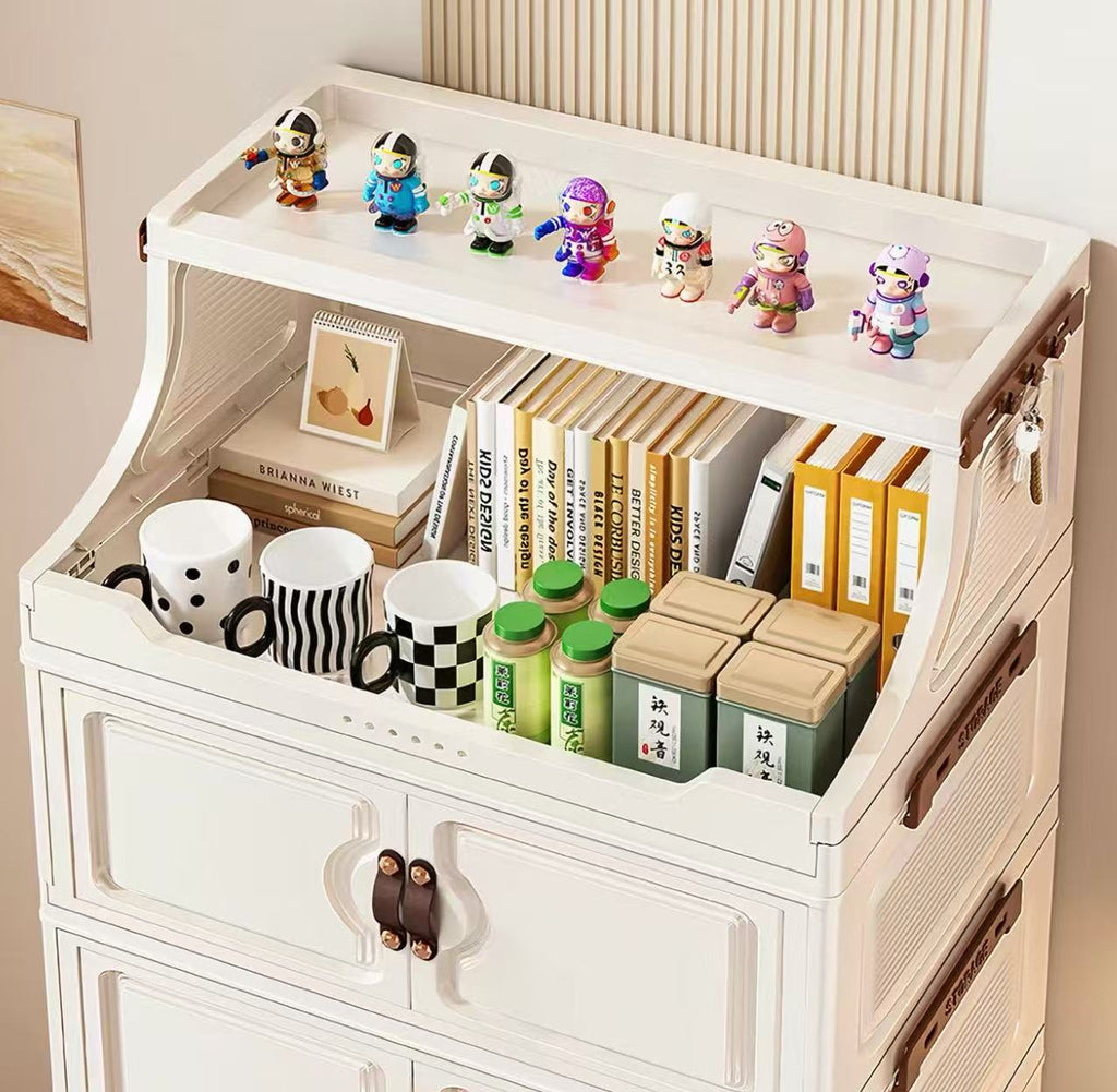 Ebenwood cabinet 40cm wide&ivory white  Four layer storage cabinet Foldable storage cabinet