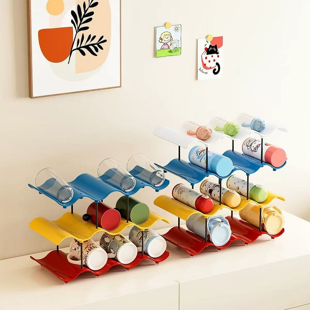 Hibiwilad  Bottle racks  Wave shaped cup holder Multi layer household storage rack