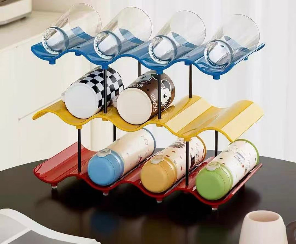 Hibiwilad  Bottle racks  Wave shaped cup holder Multi layer household storage rack