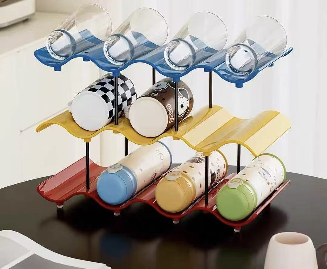 Hibiwilad  Bottle racks  Wave shaped cup holder Multi layer household storage rack