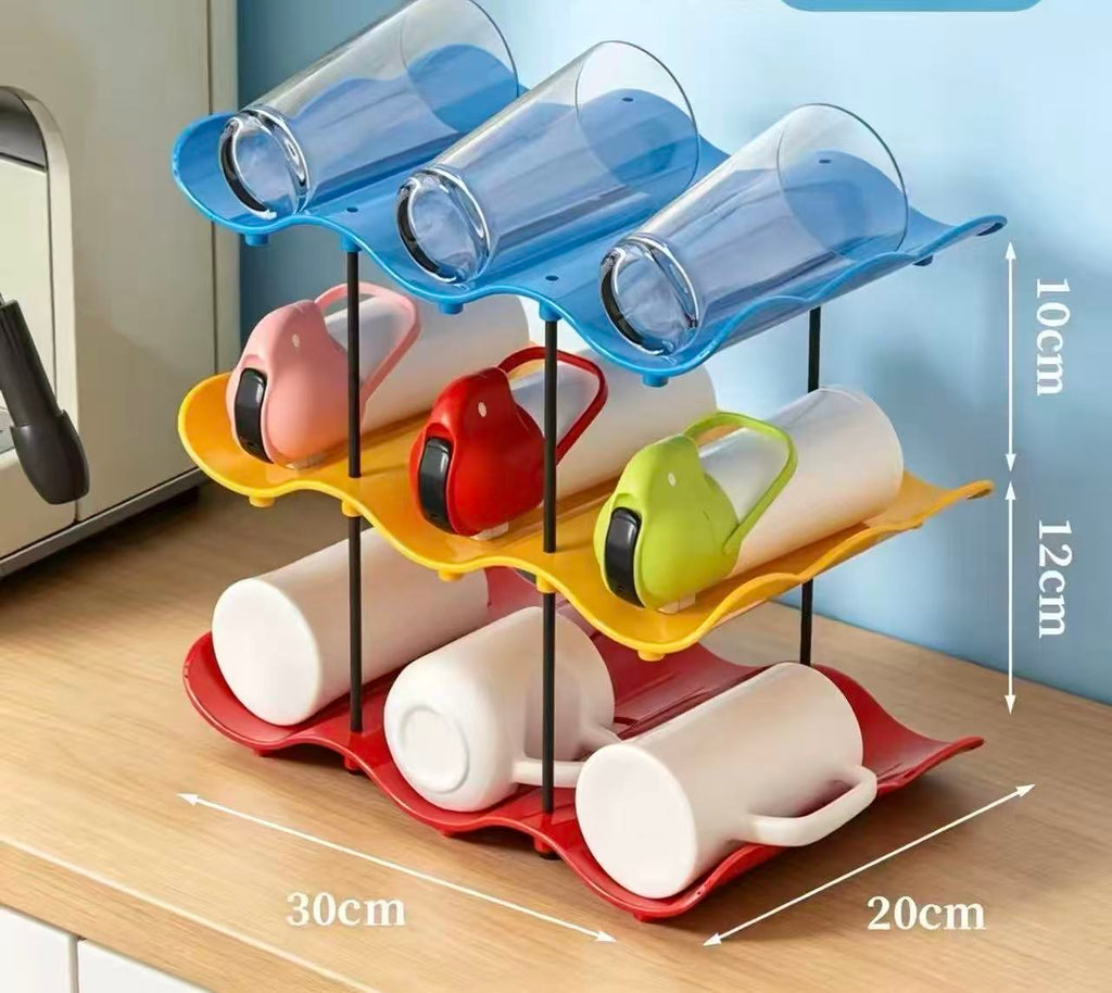 Hibiwilad  Bottle racks  Wave shaped cup holder Multi layer household storage rack