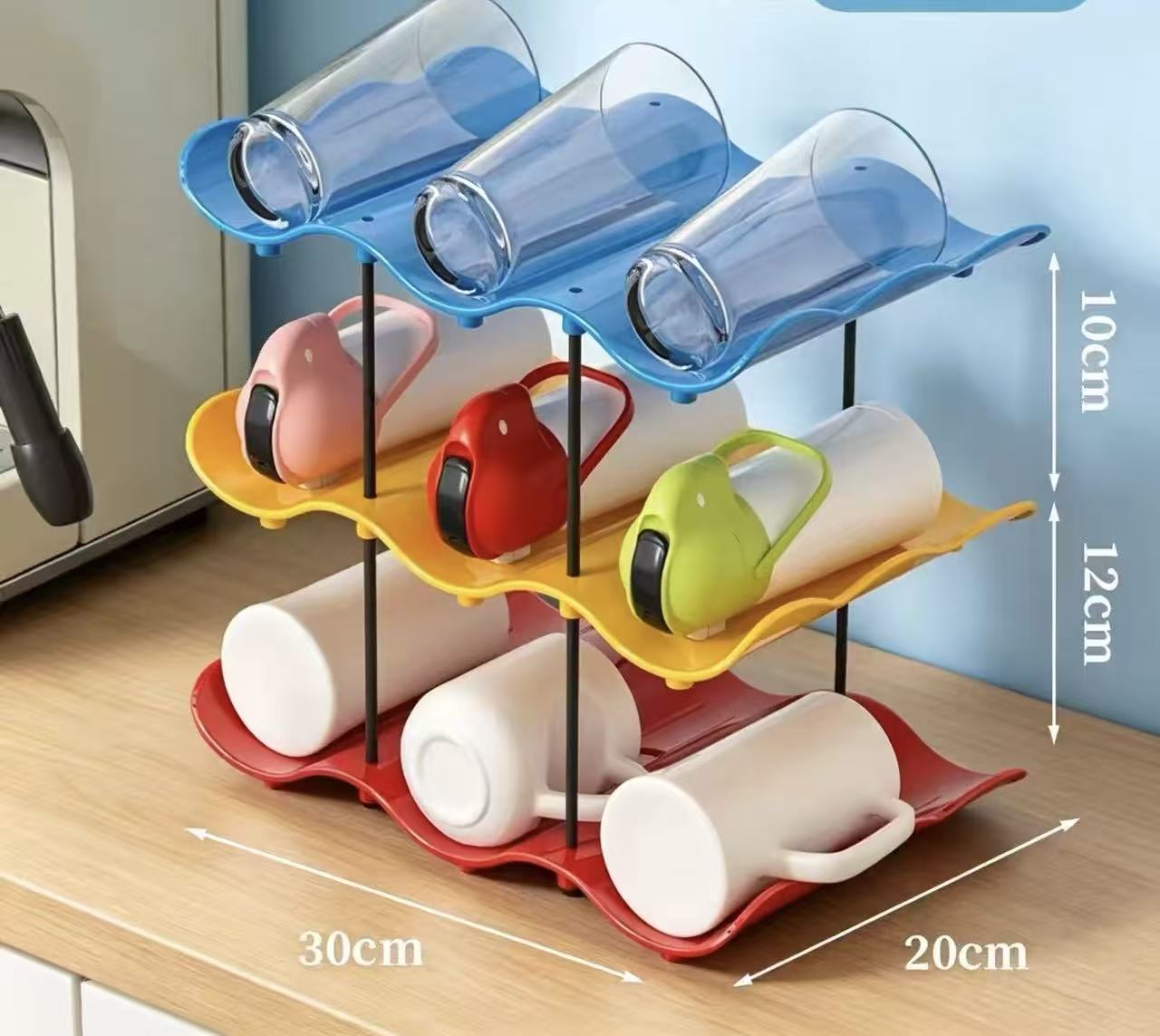 Hibiwilad  Bottle racks  Wave shaped cup holder Multi layer household storage rack