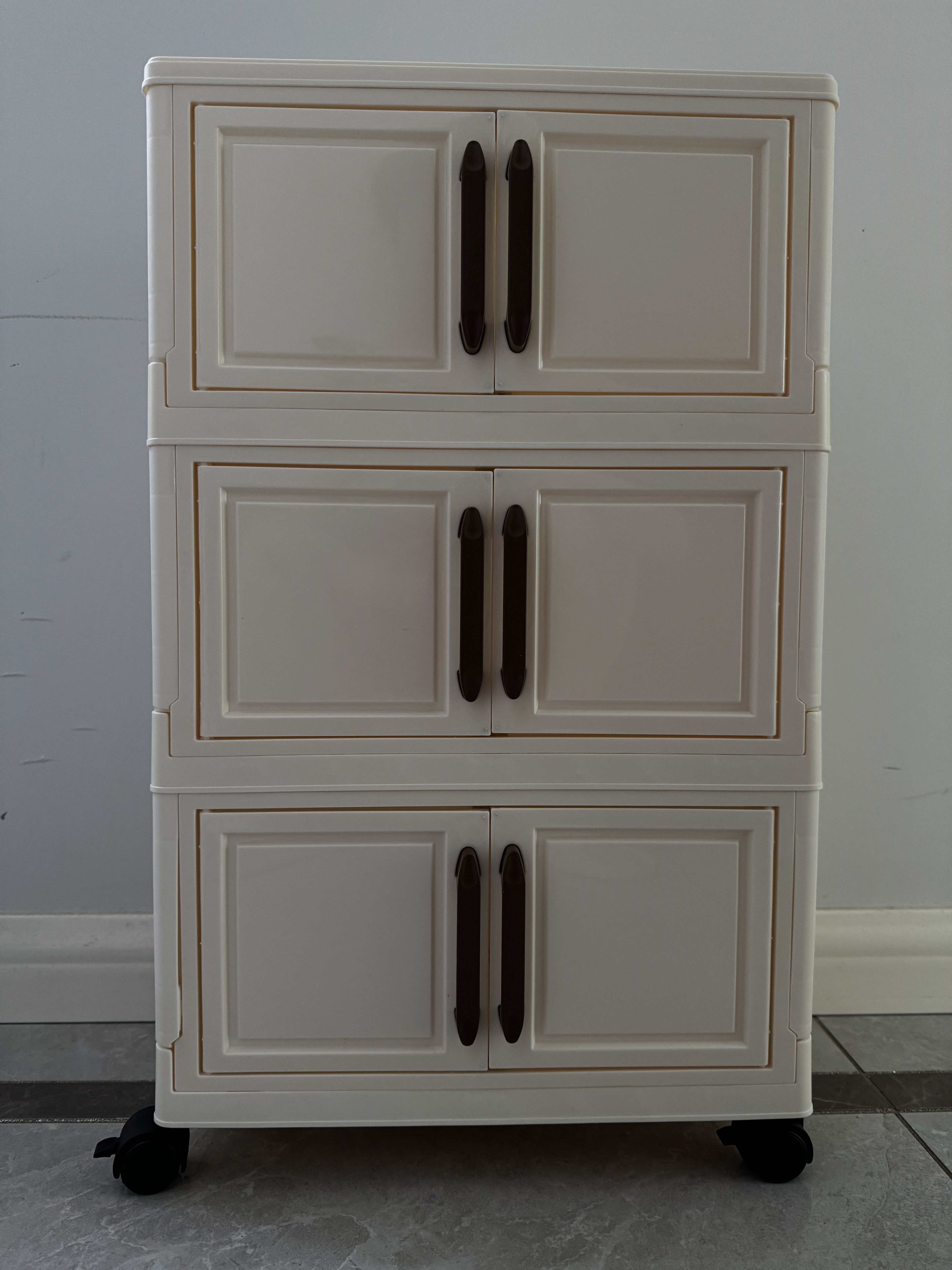 ELIOREN  cabinet 40cm wide&ivory white  3 layer storage cabinet Foldable storage cabinet