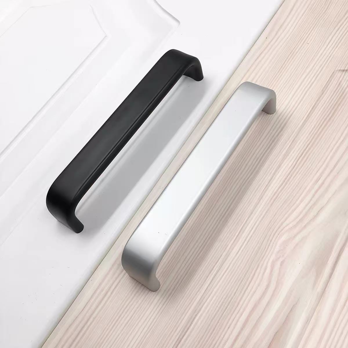 VELCORA   Metal pulls for Cabinet Simple bedside drawer wardrobe cabinet universal   aluminum alloy material  FOR 4-piece set(silvery)