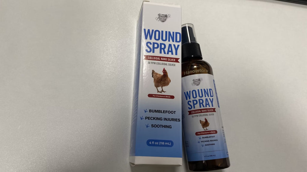 Hanovetora Anti-inflammatory salves，Wound Spray for Chicken from Birds & Chicken Antibiotics Alternative to Help with Pecking Sores, Bumblefoot, Cuts – Poultry Spray with Silver – GMOs Free