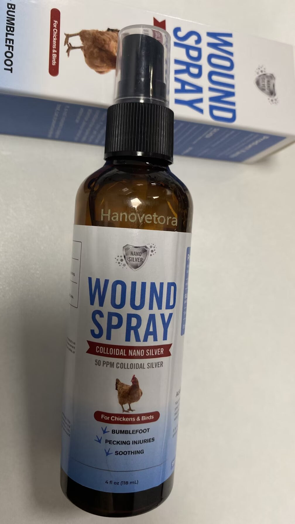Hanovetora Anti-inflammatory salves，Wound Spray for Chicken from Birds & Chicken Antibiotics Alternative to Help with Pecking Sores, Bumblefoot, Cuts – Poultry Spray with Silver – GMOs Free