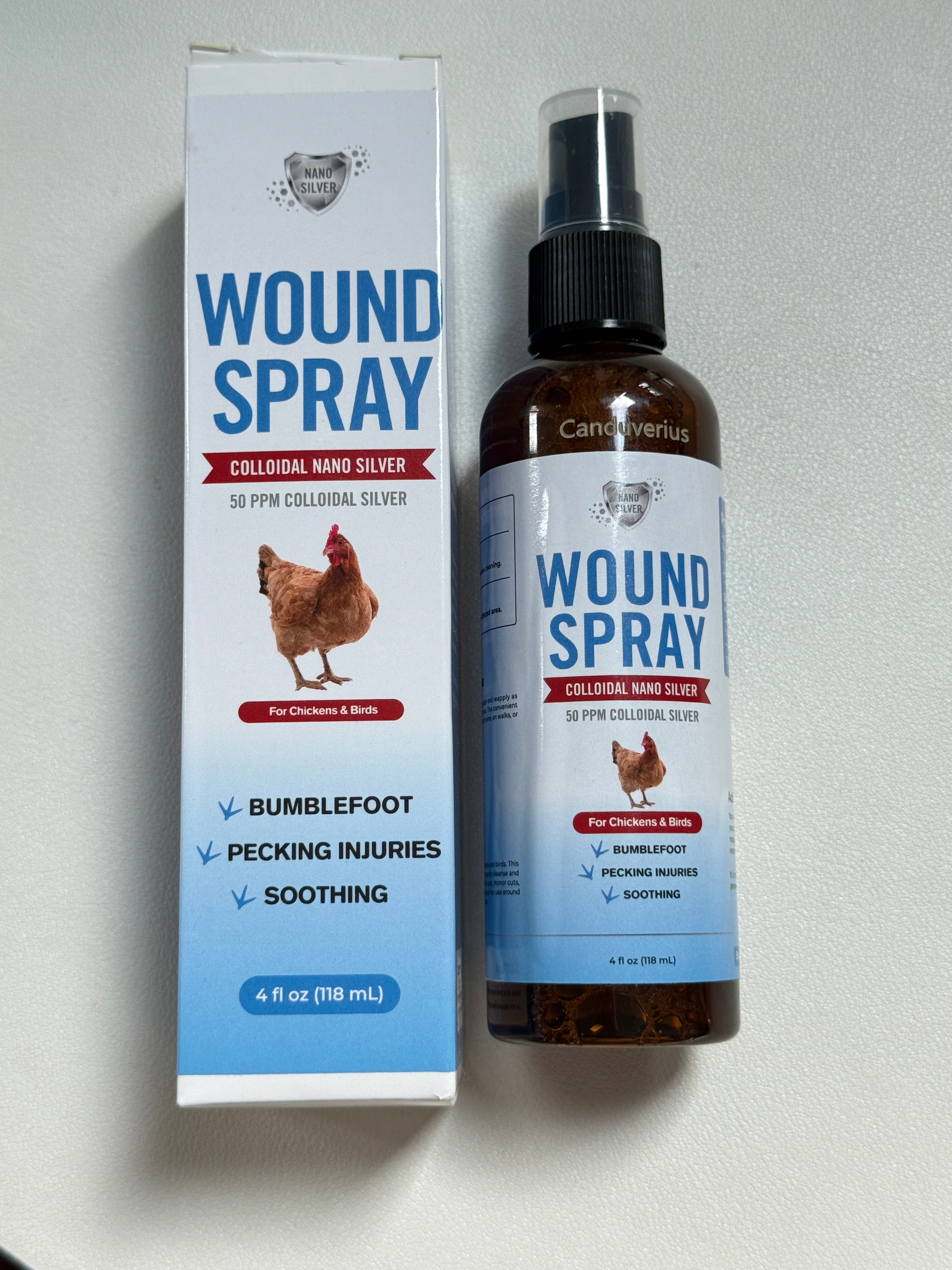 Canduverius Anti-inflammatory salves，Wound Spray for Chicken from Birds & Chicken Antibiotics Alternative to Help with Pecking Sores, Bumblefoot, Cuts – Poultry Spray with Silver – GMOs Free