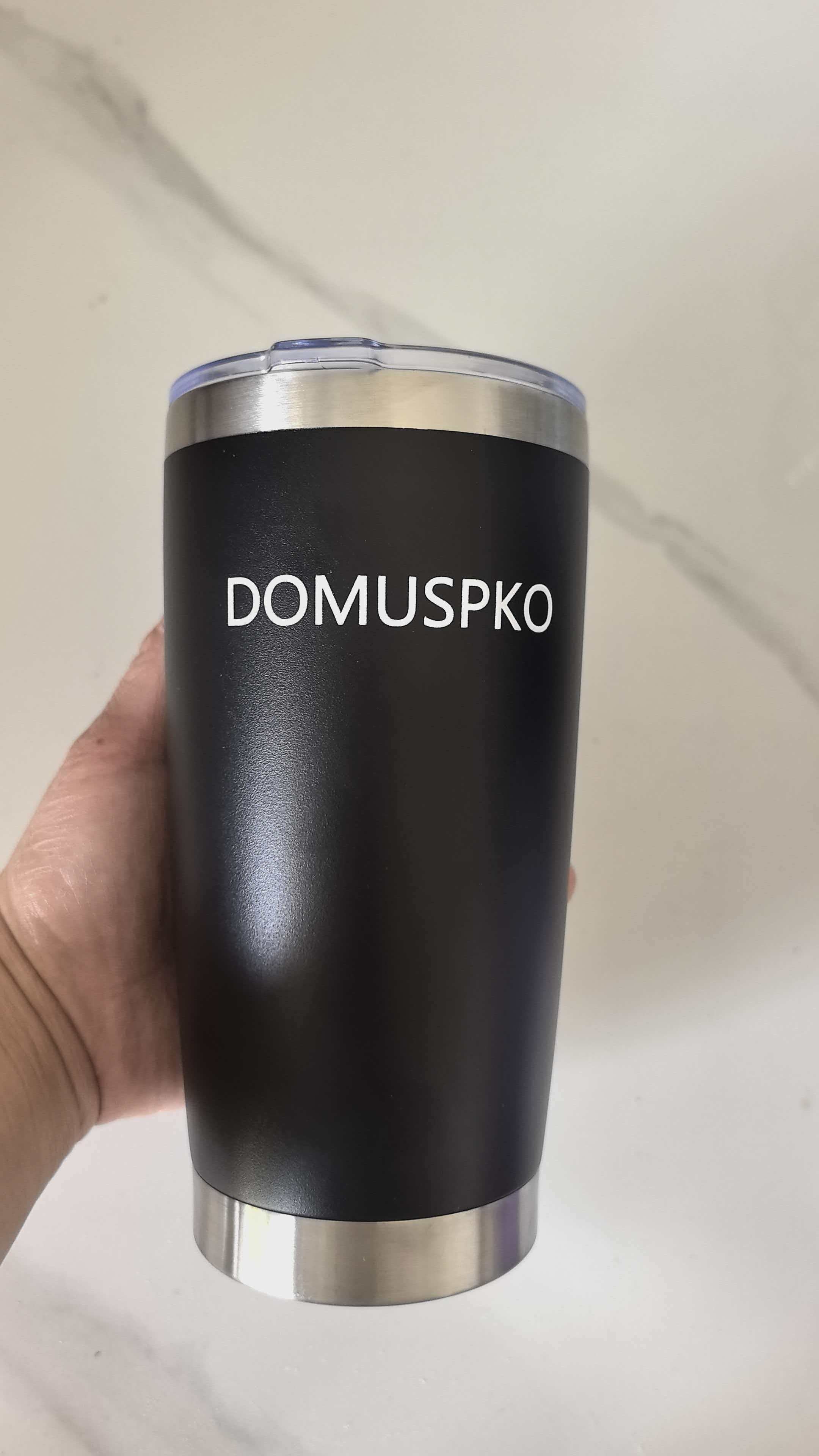 DOMUSPKO Drinking glasses, namely,tumblers，Tumbler with Lid Stainless Steel Double Wall Vacuum Insulated Tumblers Powder Coated Cups Travel Mug Keep Drinks Cold and Hot, Black