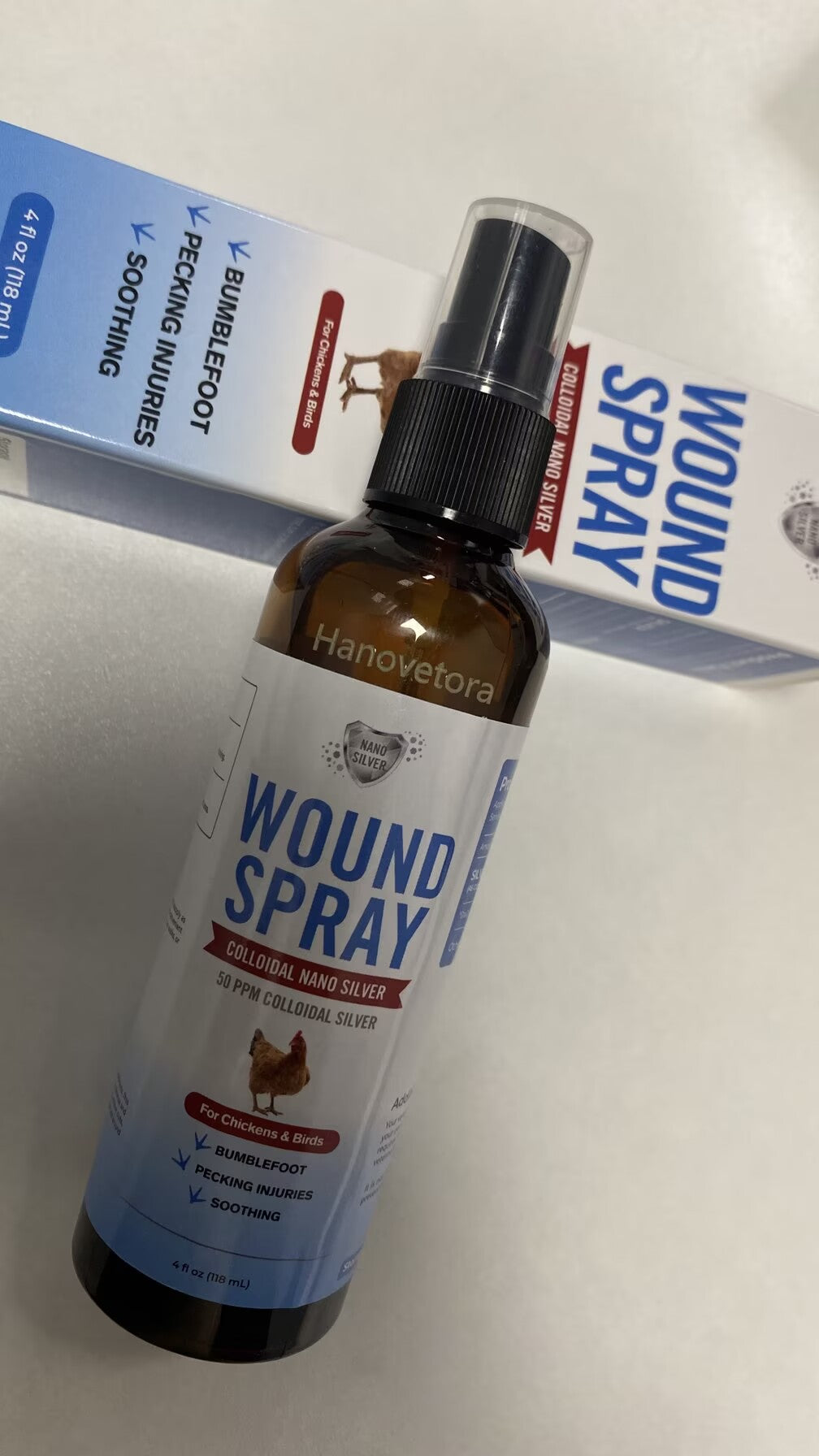 Hanovetora Anti-inflammatory salves，Wound Spray for Chicken from Birds & Chicken Antibiotics Alternative to Help with Pecking Sores, Bumblefoot, Cuts – Poultry Spray with Silver – GMOs Free