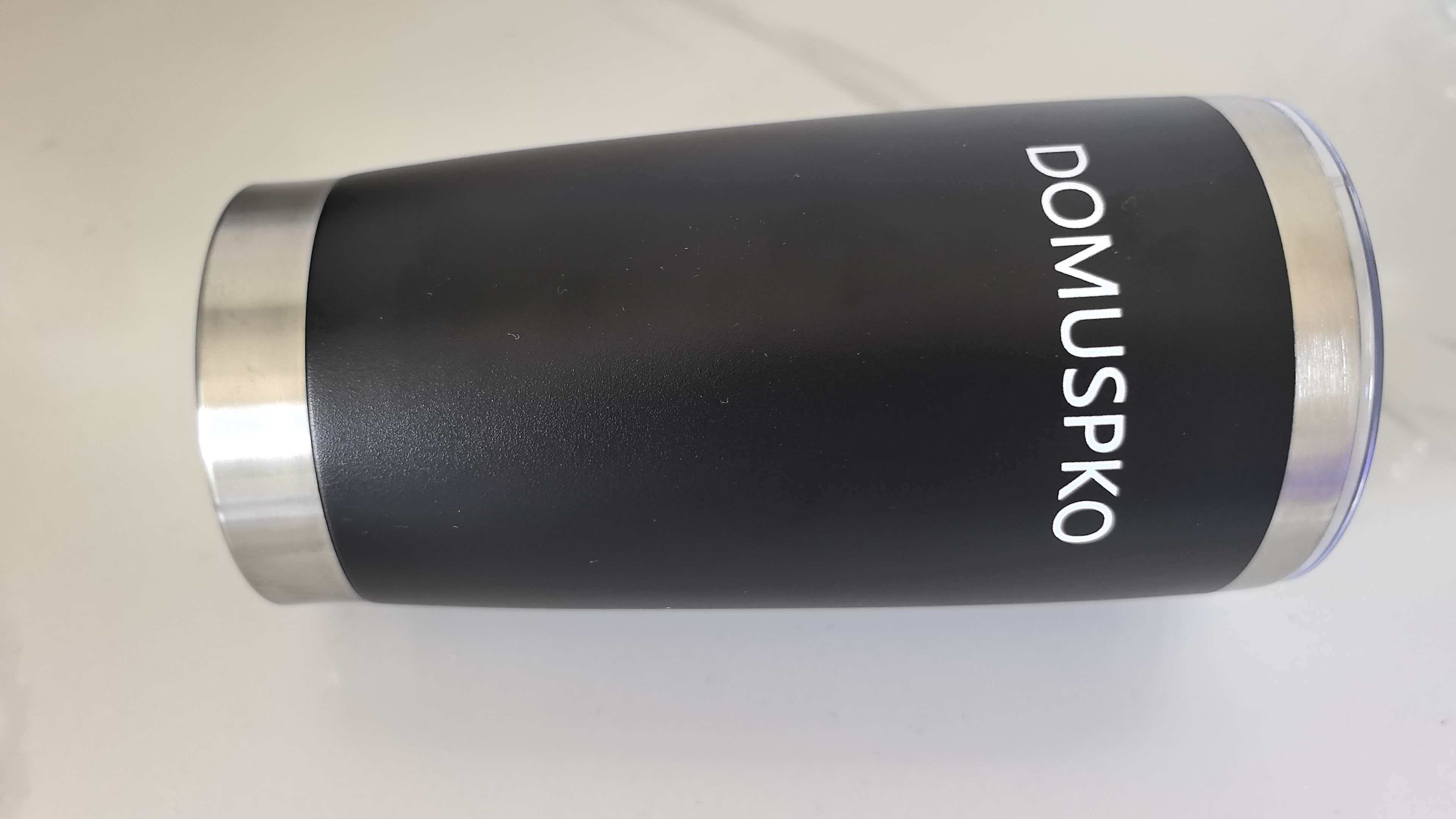 DOMUSPKO Drinking glasses, namely,tumblers，Tumbler with Lid Stainless Steel Double Wall Vacuum Insulated Tumblers Powder Coated Cups Travel Mug Keep Drinks Cold and Hot, Black