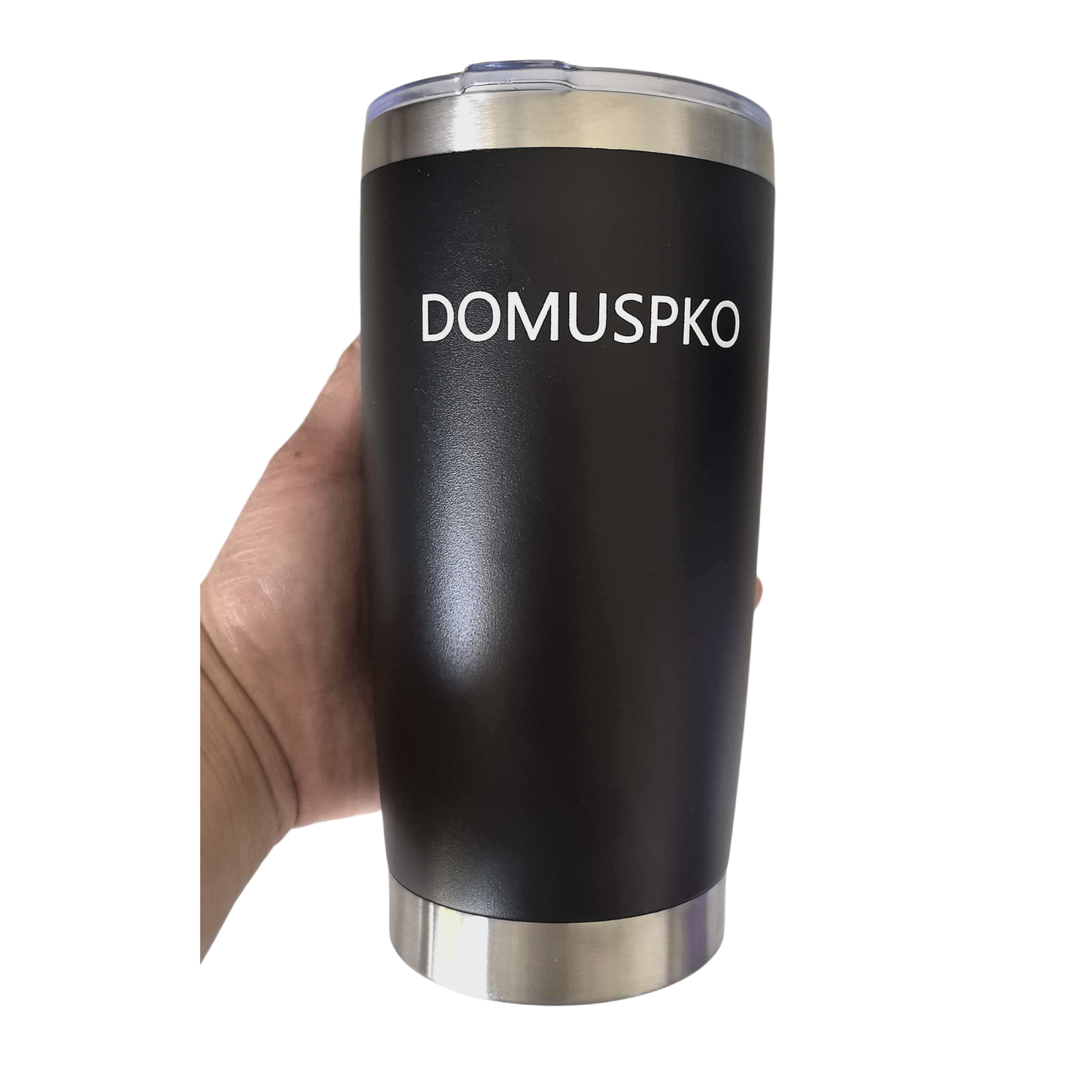 DOMUSPKO Drinking glasses, namely,tumblers，Tumbler with Lid Stainless Steel Double Wall Vacuum Insulated Tumblers Powder Coated Cups Travel Mug Keep Drinks Cold and Hot, Black