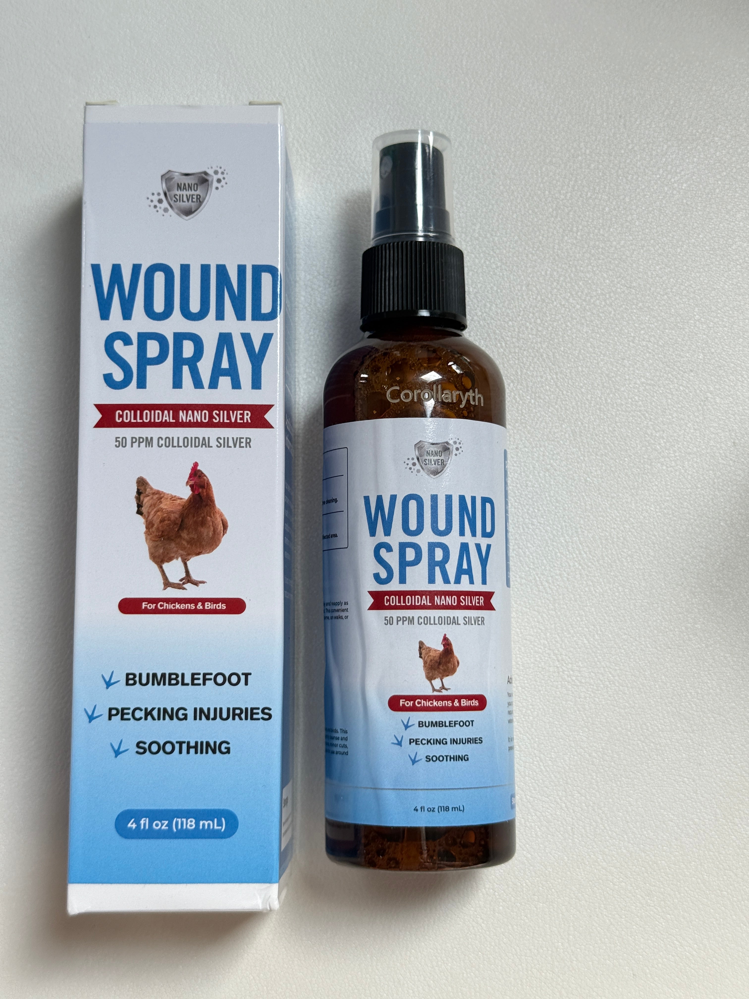 Corollaryth Anti-inflammatory salves，Wound Spray for Chicken from Birds & Chicken Antibiotics Alternative to Help with Pecking Sores, Bumblefoot, Cuts – Poultry Spray with Silver – GMOs Free