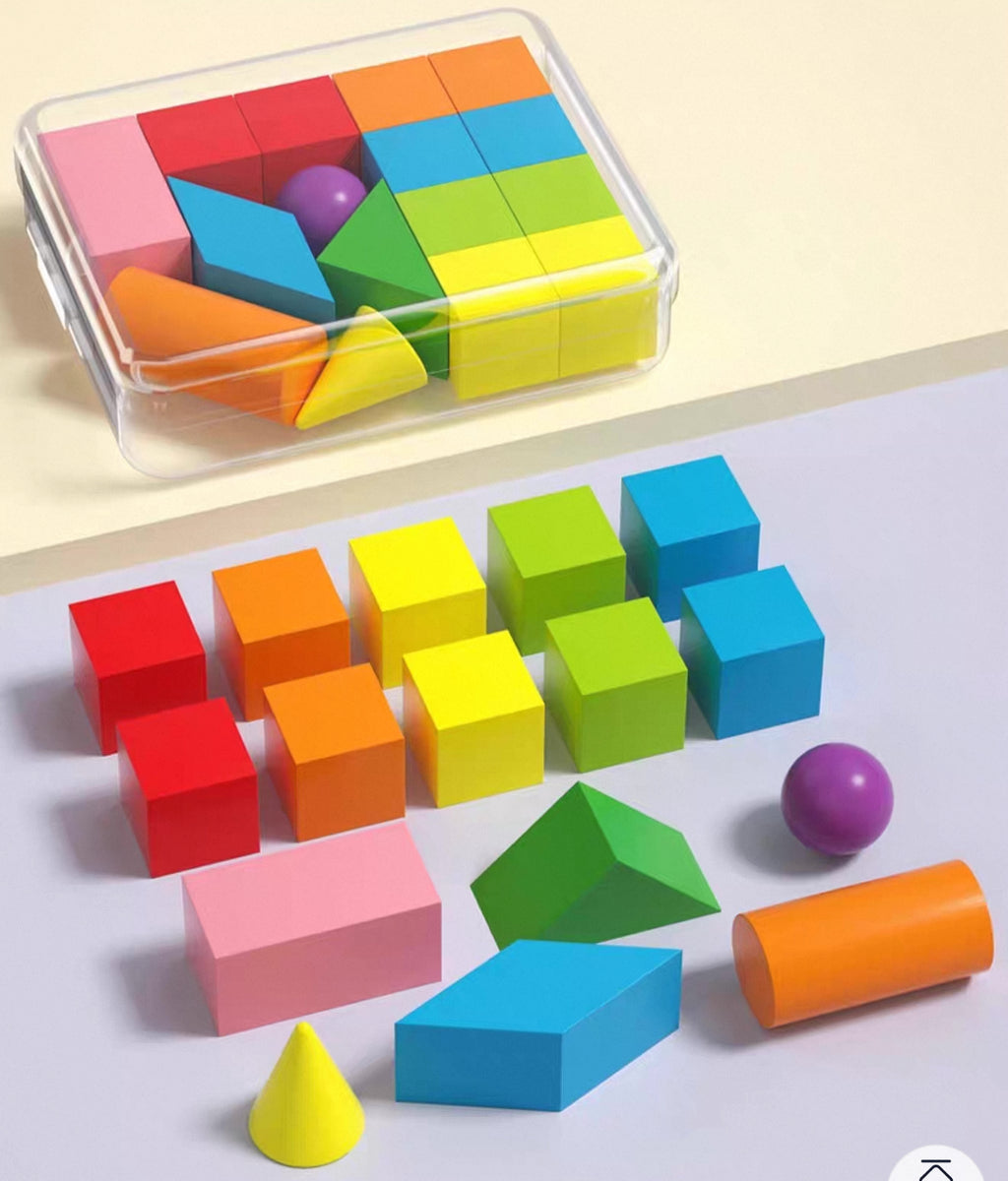 weelozing Toy building blocks，Wood Geometric Solid Mini 3D Shapes Wooden Block Bulk for Teaching Classroom Manipulatives Elementary Shape Block for Toddler Kid Geometry Math Kindergarten Preschool Learning (Geometry)