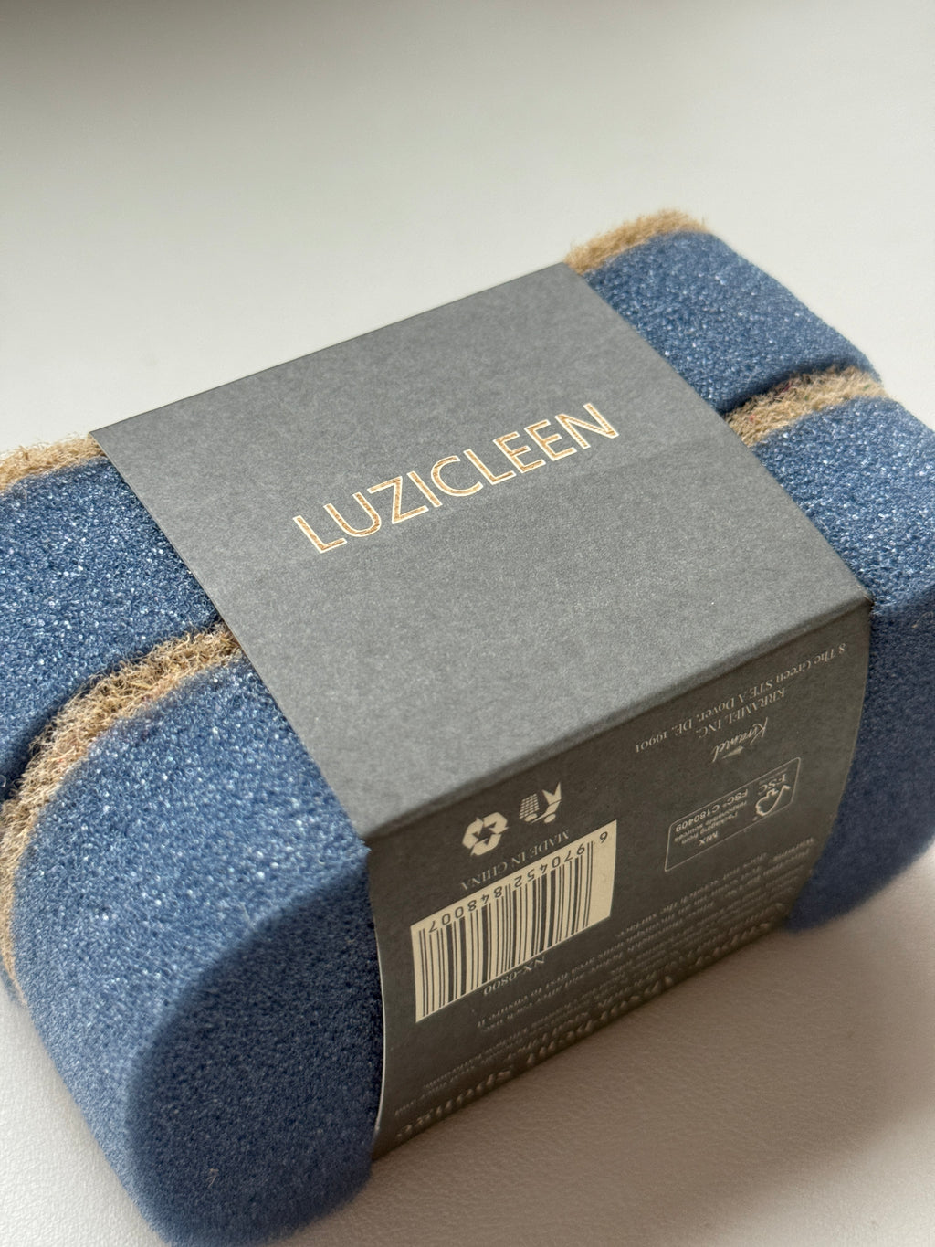 LUZICLEEN Kitchen sponges，Biodegradable Natural Kitchen Sponge - Compostable Cellulose and Coconut Walnut Scrubber Sponge - Eco Friendly Sustainable Sponges for Dishes