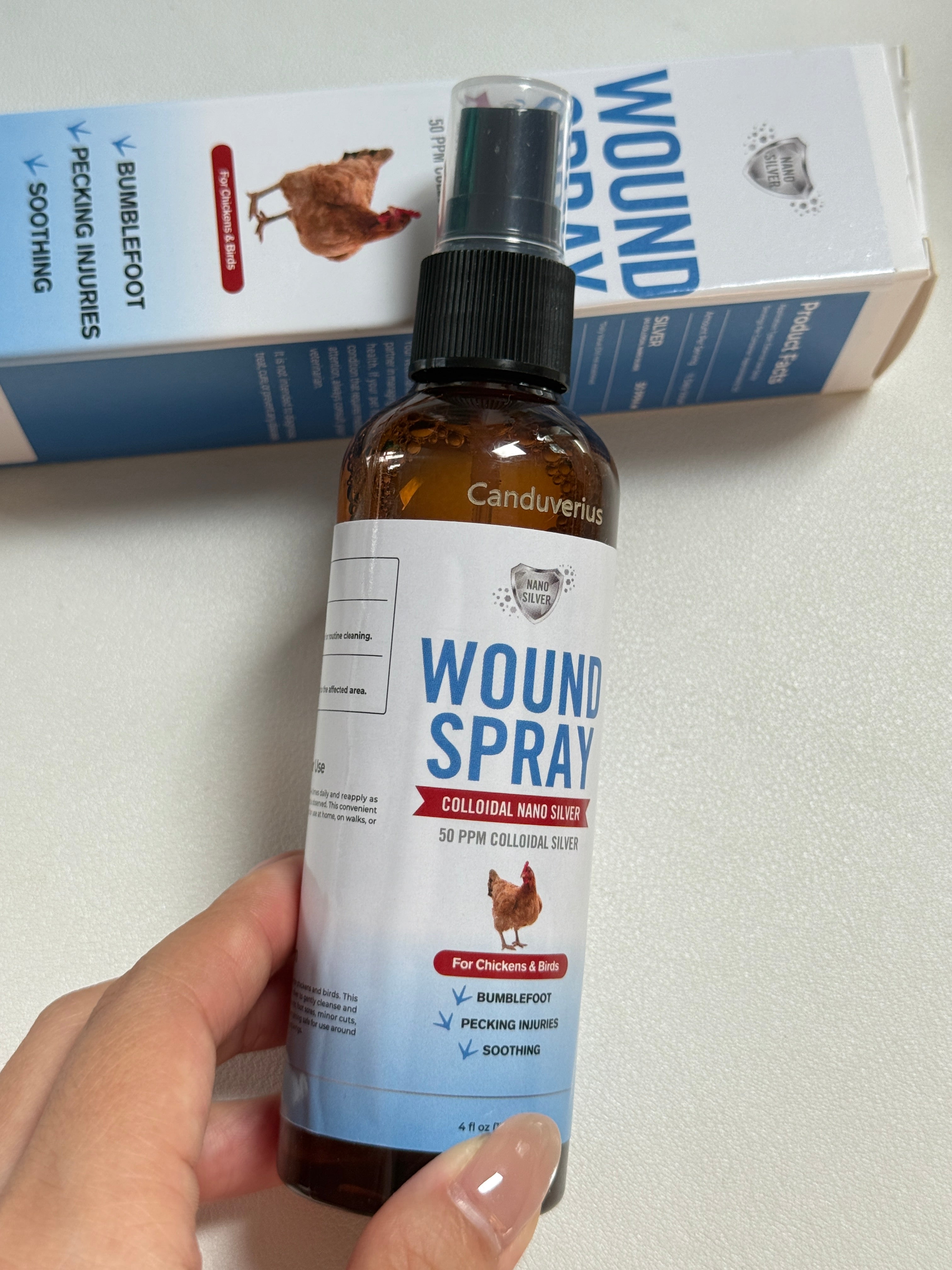 Canduverius Anti-inflammatory salves，Wound Spray for Chicken from Birds & Chicken Antibiotics Alternative to Help with Pecking Sores, Bumblefoot, Cuts – Poultry Spray with Silver – GMOs Free