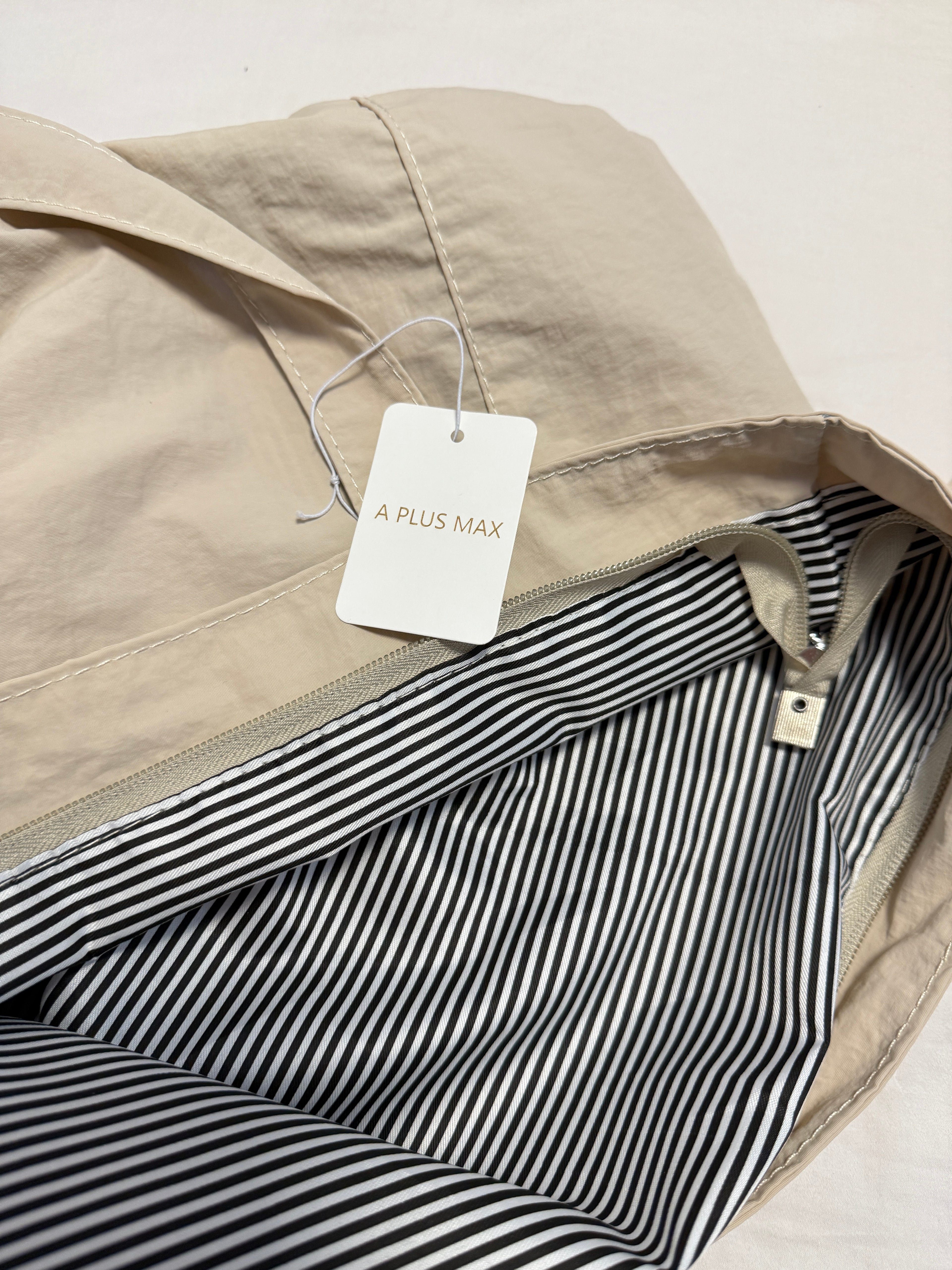 A PLUS MAX Tote bags，Canvas Tote Bag with an External Pocket, Reusable Grocery Shopping Bag, Top Zipper Closure, Daily Essentials